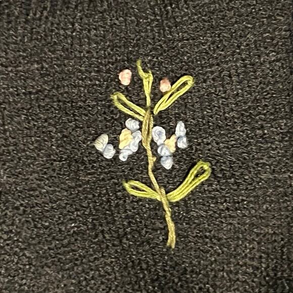 Vintage Bonnie and Bill Floral Embroidered Cardigan Black Large Feminine - Picture 5 of 7